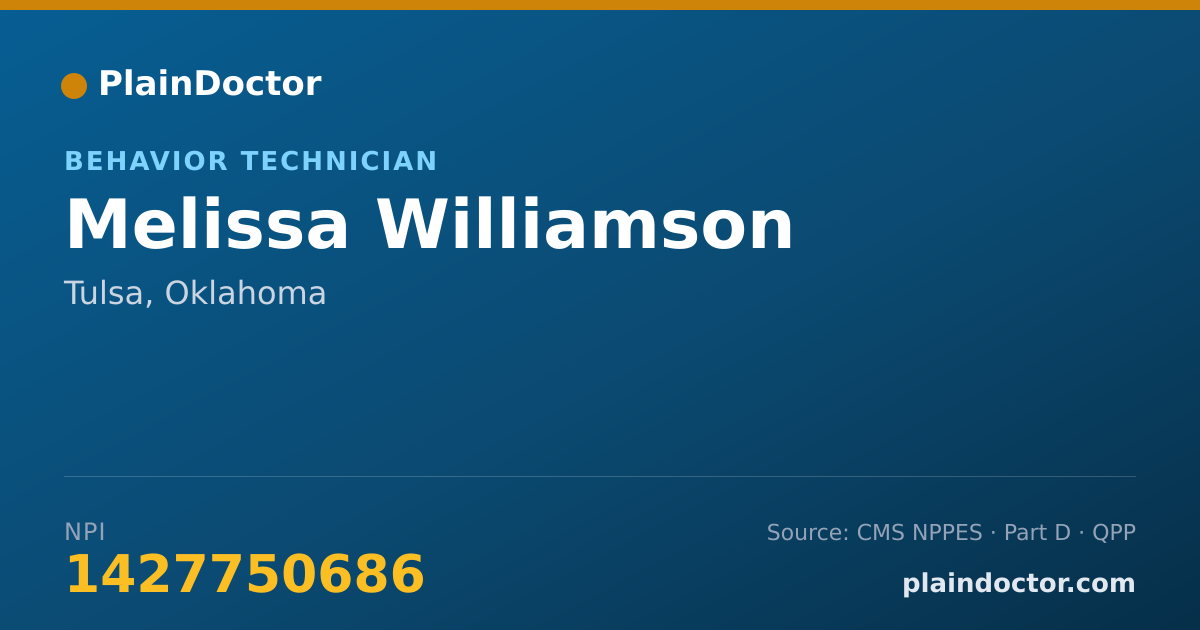 Shareable card for Melissa Williamson - Behavior Technician, Tulsa, OK