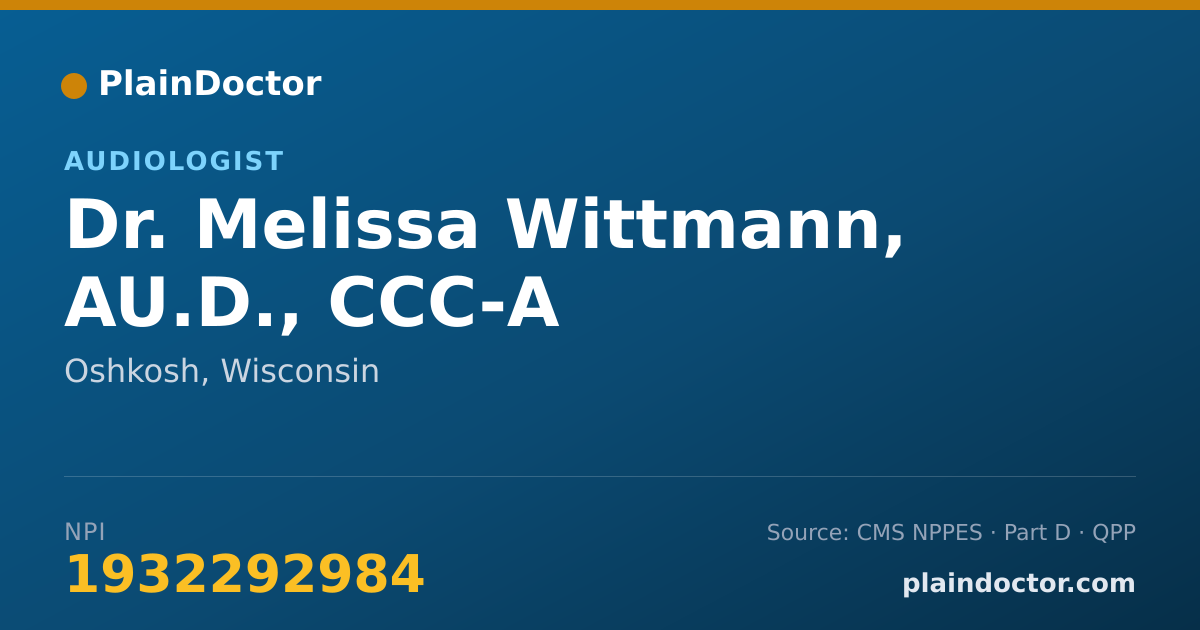 Shareable card for Melissa Wittmann, AU.D., CCC-A - Audiologist, Oshkosh, WI