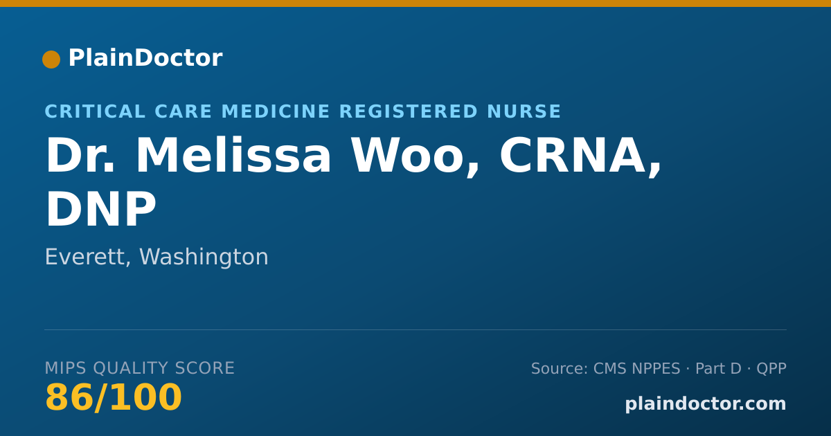 Shareable card for Melissa Woo, CRNA, DNP - Critical Care Medicine Registered Nurse, Everett, WA