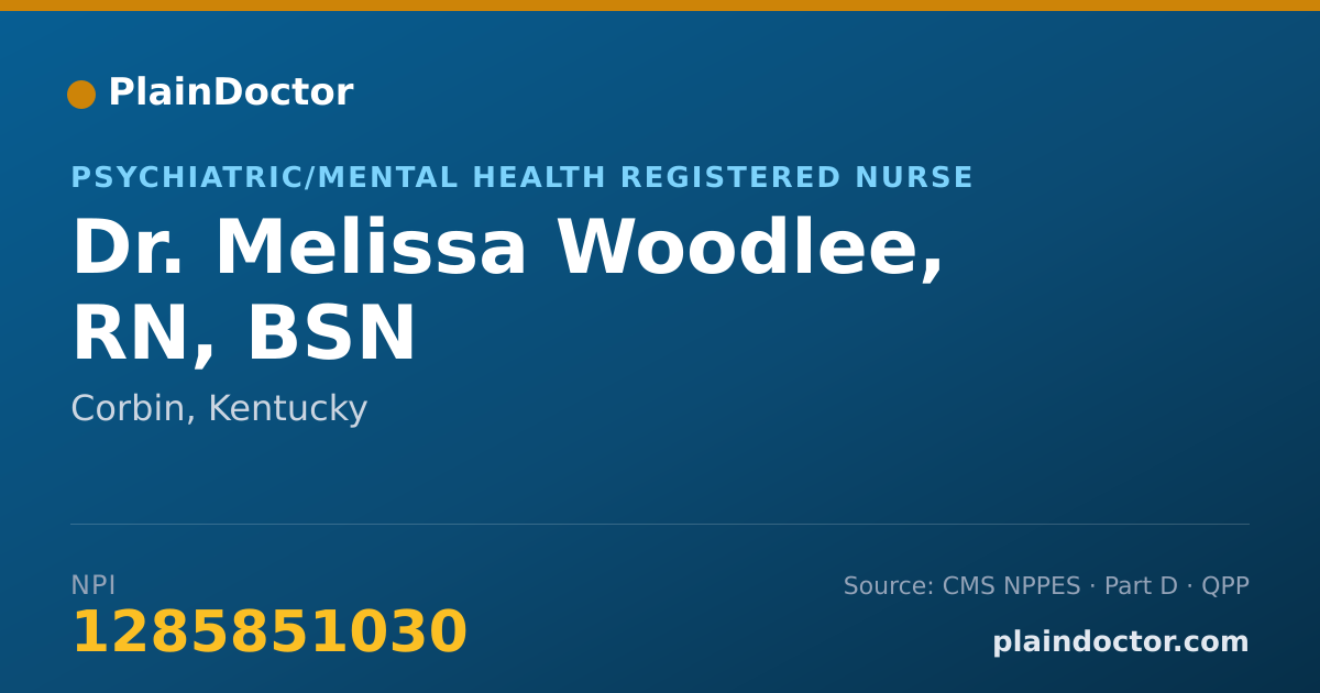 Shareable card for Melissa Woodlee, RN, BSN - Psychiatric/Mental Health Registered Nurse, Corbin, KY