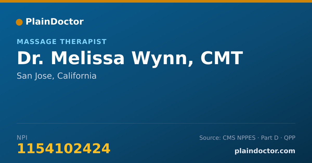Shareable card for Melissa Wynn, CMT - Massage Therapist, San Jose, CA