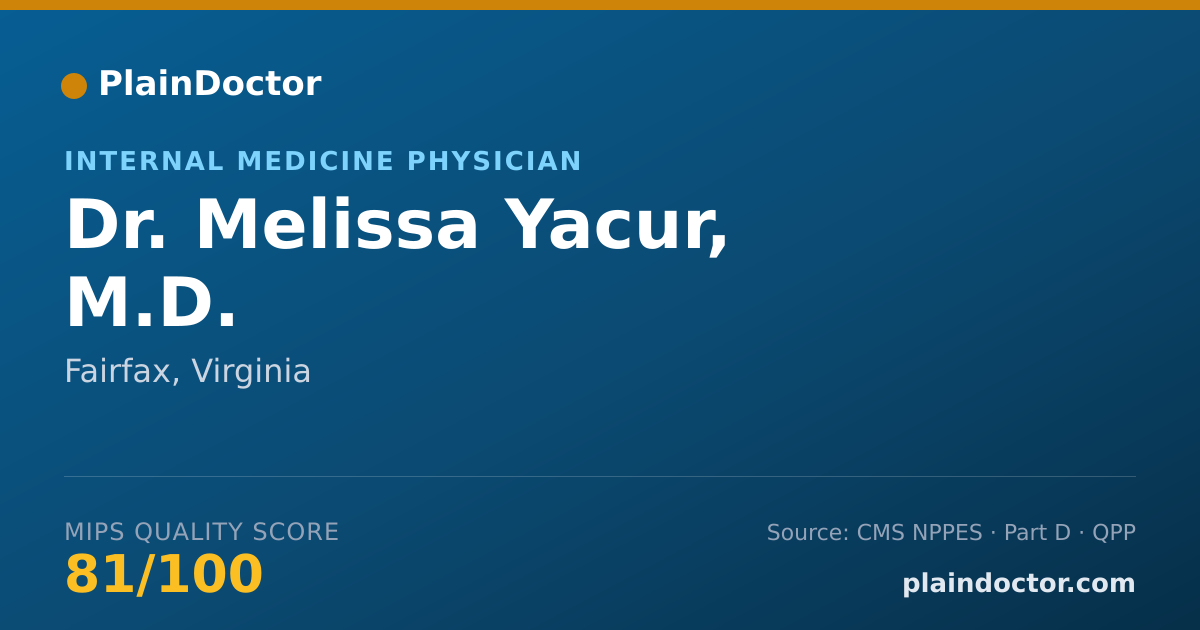 Shareable card for Melissa Yacur, M.D. - Internal Medicine Physician, Fairfax, VA