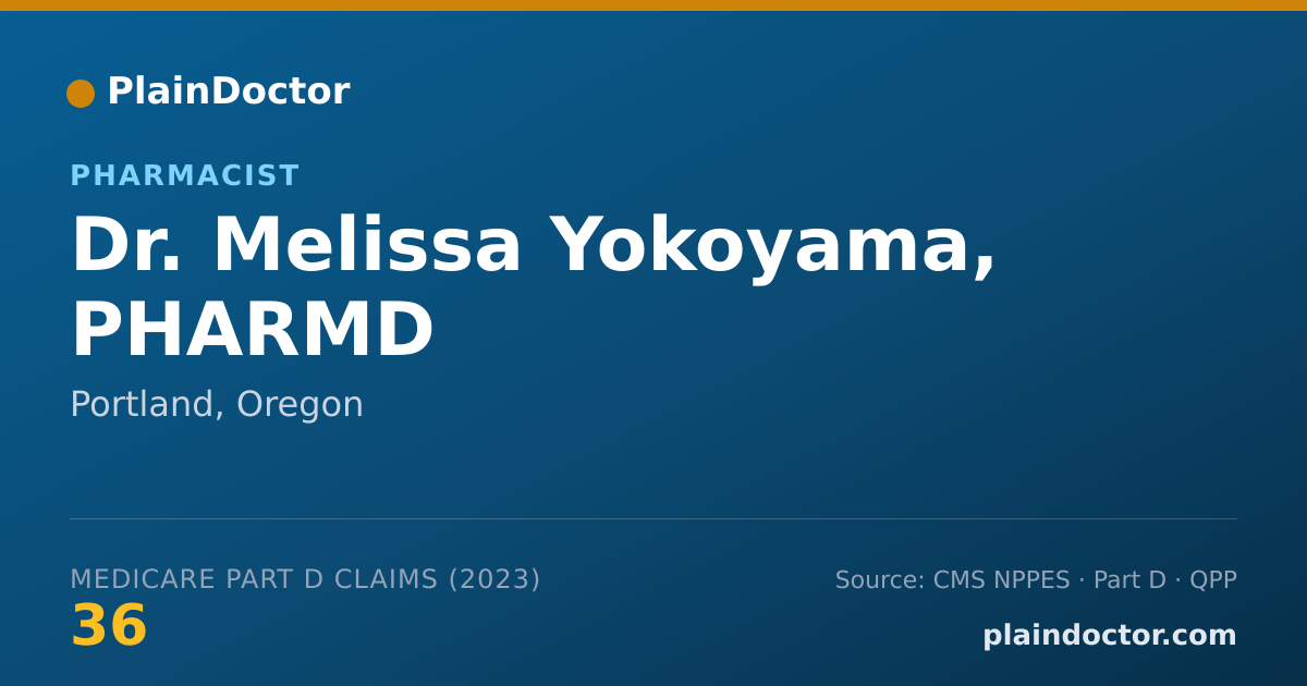 Shareable card for Melissa Yokoyama, PHARMD - Pharmacist, Portland, OR