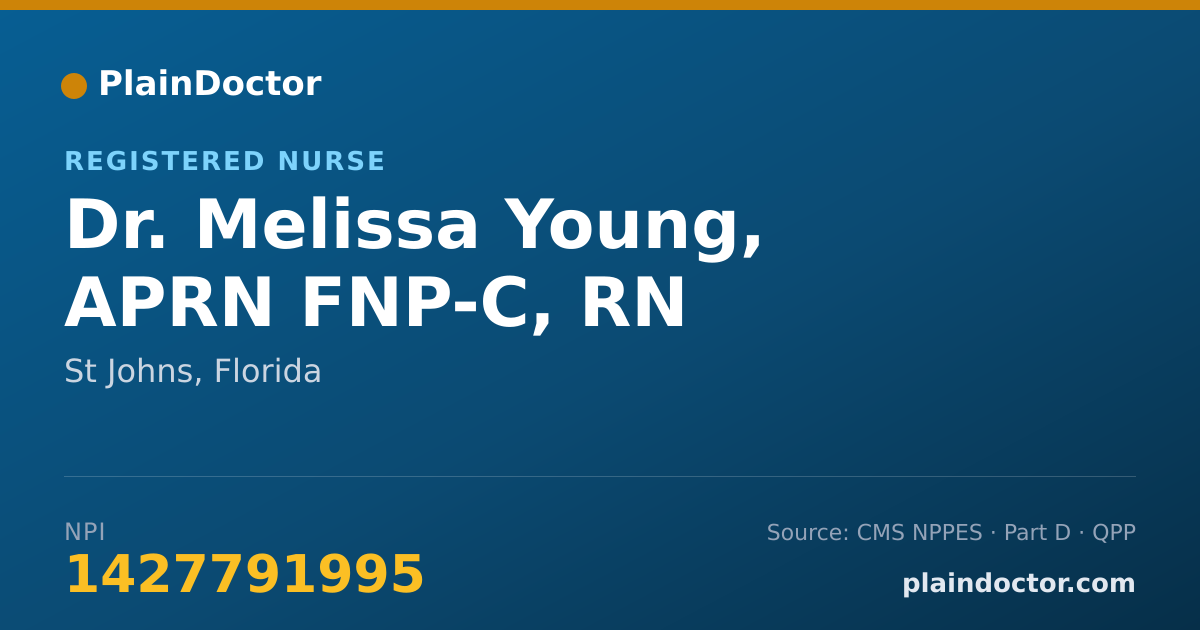 Shareable card for Melissa Young, APRN FNP-C, RN - Registered Nurse, St Johns, FL