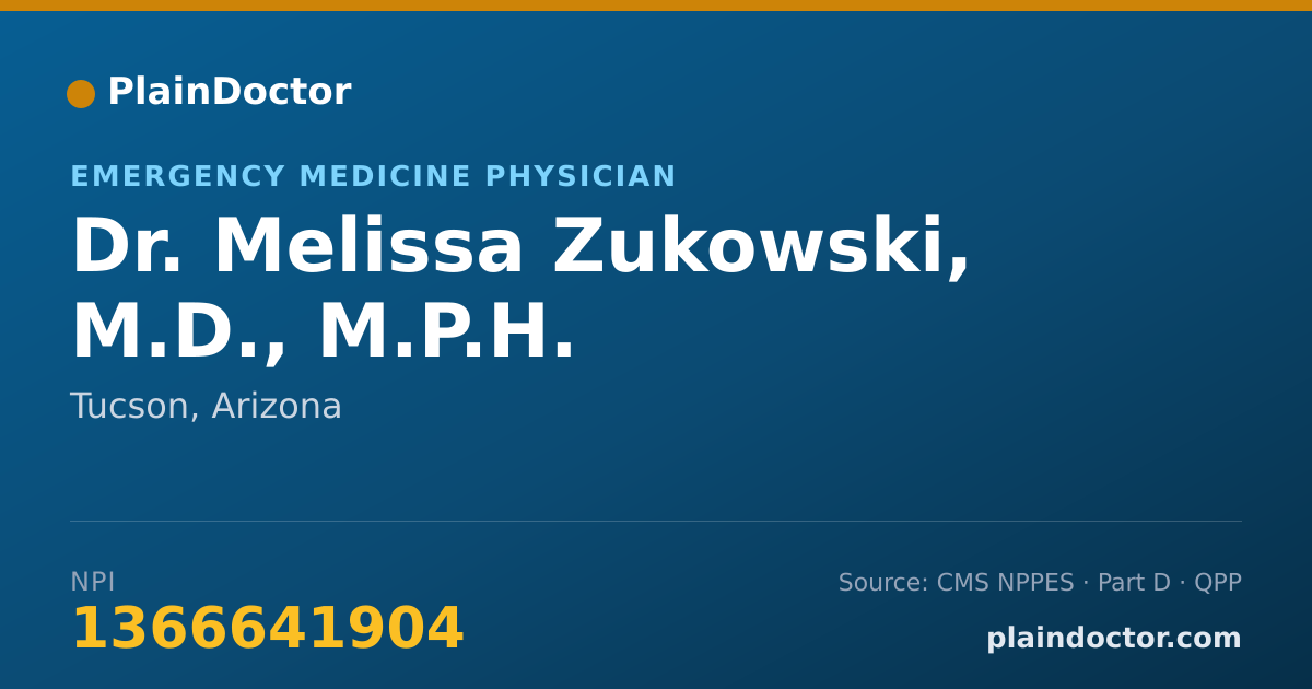 Shareable card for Melissa Zukowski, M.D., M.P.H. - Emergency Medicine Physician, Tucson, AZ
