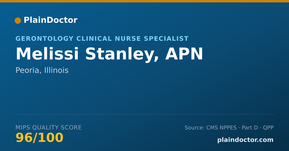 Shareable card for Melissi Stanley, APN - Gerontology Clinical Nurse Specialist, Peoria, IL