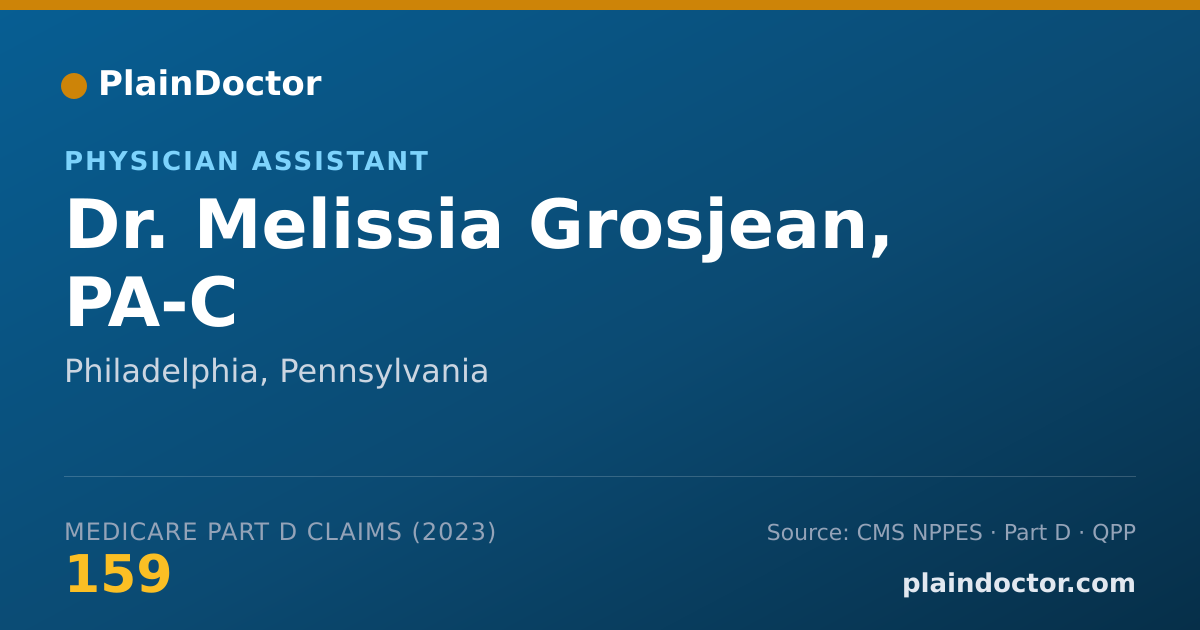 Shareable card for Melissia Grosjean, PA-C - Physician Assistant, Philadelphia, PA