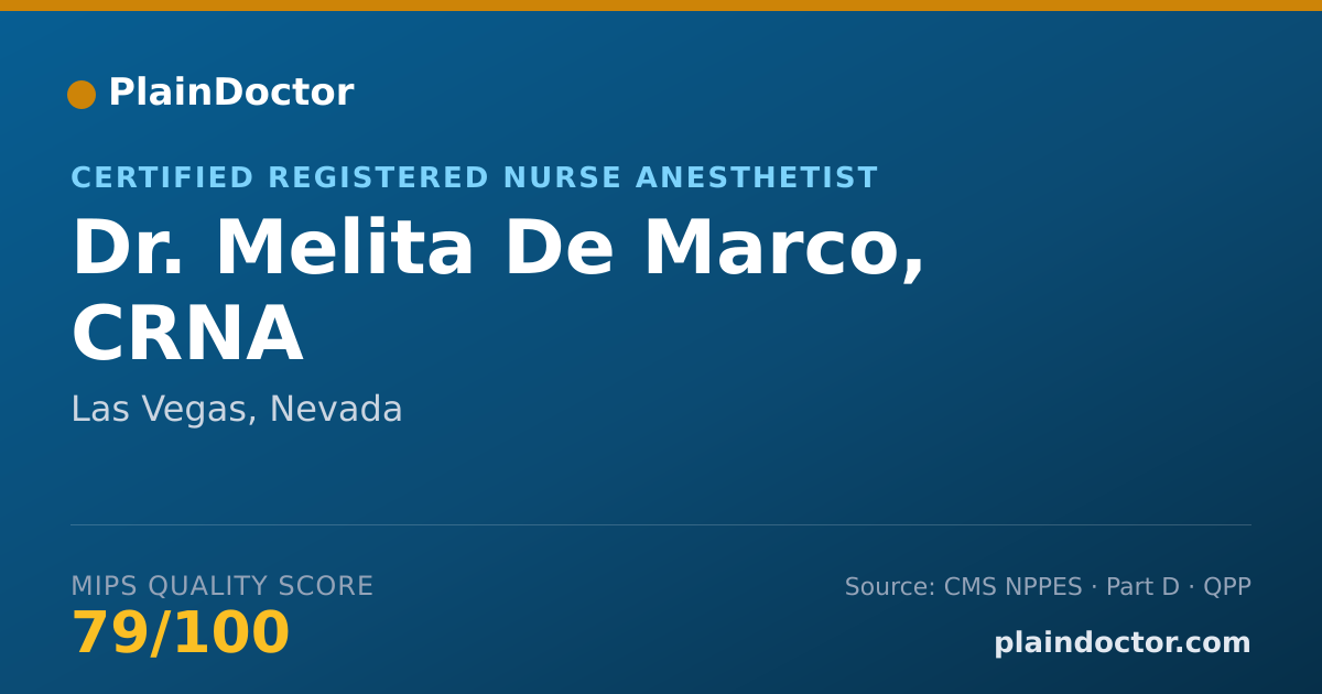 Shareable card for Melita De Marco, CRNA - Certified Registered Nurse Anesthetist, Las Vegas, NV
