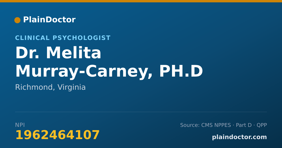 Shareable card for Melita Murray-Carney, PH.D - Clinical Psychologist, Richmond, VA