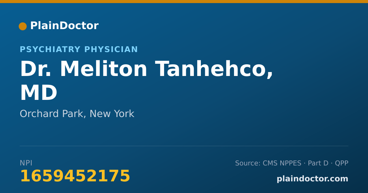 Shareable card for Meliton Tanhehco, MD - Psychiatry Physician, Orchard Park, NY