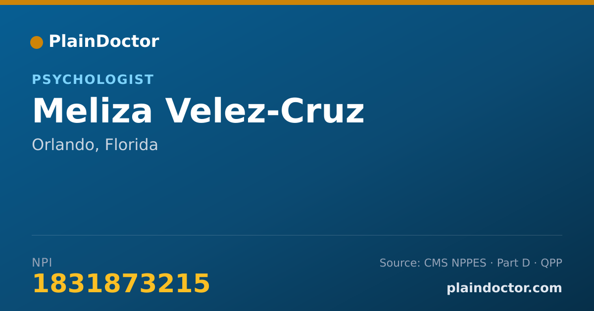 Shareable card for Meliza Velez-Cruz - Psychologist, Orlando, FL
