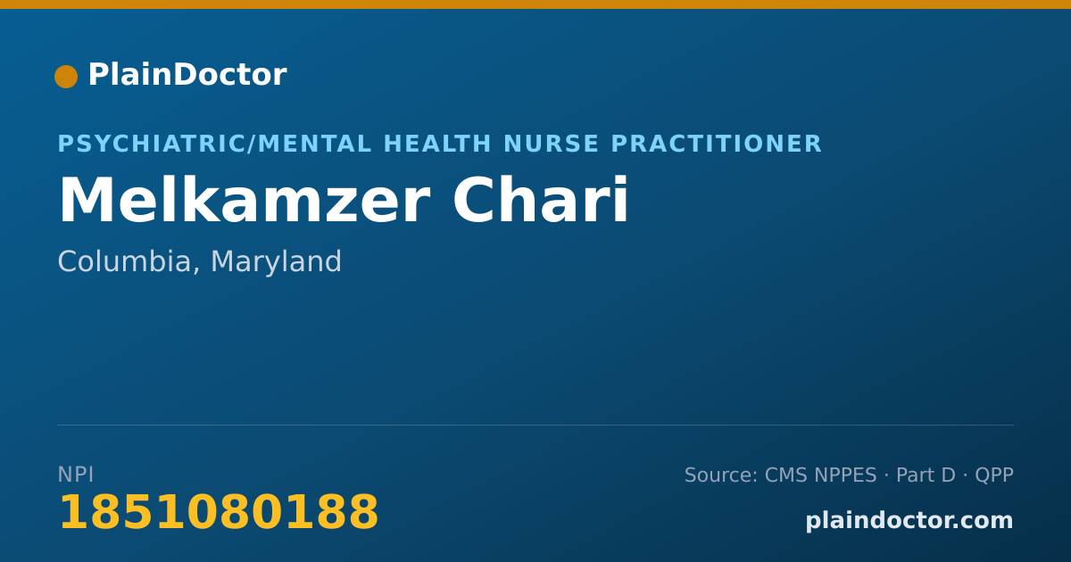 Shareable card for Melkamzer Chari - Psychiatric/Mental Health Nurse Practitioner, Columbia, MD