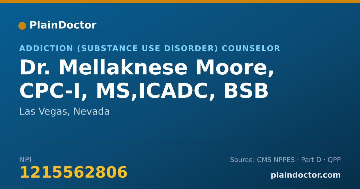 Shareable card for Mellaknese Moore, CPC-I, MS,ICADC, BSB - Addiction (Substance Use Disorder) Counselor, Las Vegas, NV