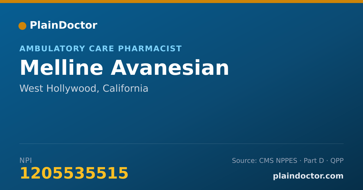 Shareable card for Melline Avanesian - Ambulatory Care Pharmacist, West Hollywood, CA