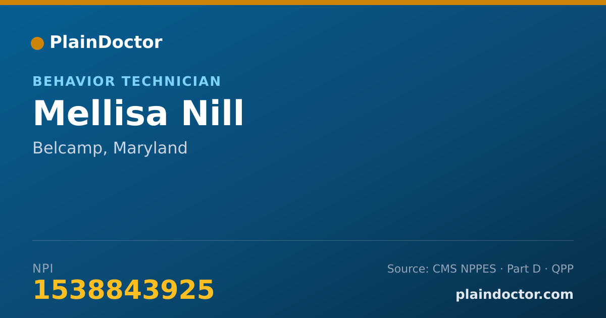 Shareable card for Mellisa Nill - Behavior Technician, Belcamp, MD