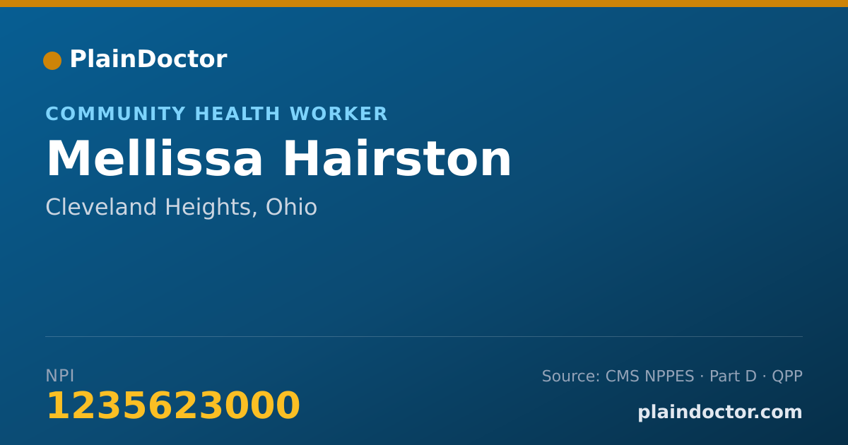 Shareable card for Mellissa Hairston - Community Health Worker, Cleveland Heights, OH
