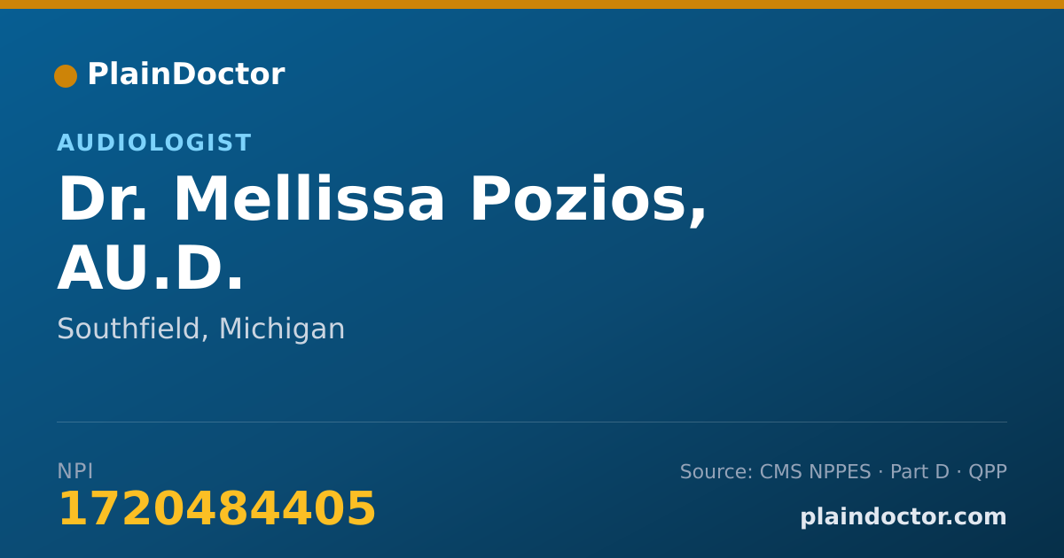 Shareable card for Mellissa Pozios, AU.D. - Audiologist, Southfield, MI