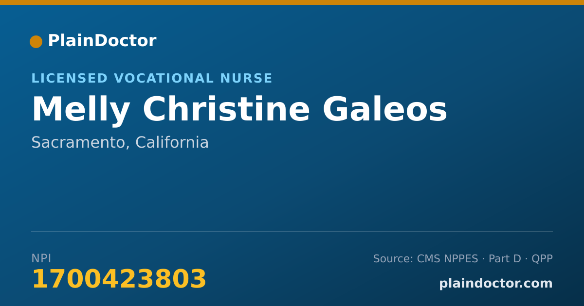 Shareable card for Melly Christine Galeos - Licensed Vocational Nurse, Sacramento, CA