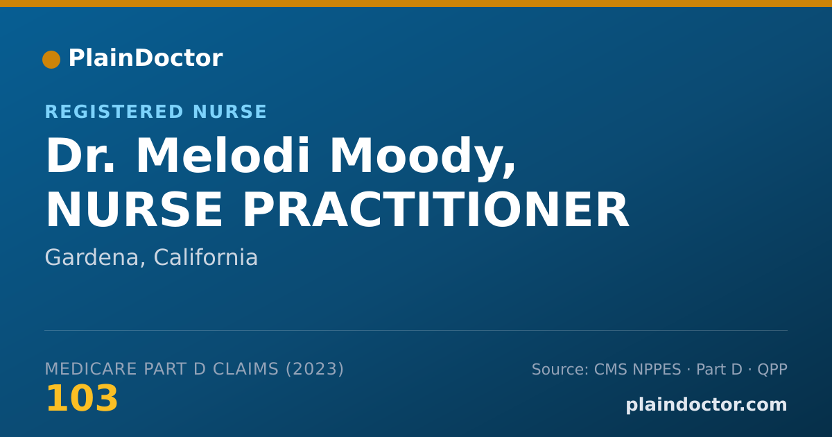 Shareable card for Melodi Moody, NURSE PRACTITIONER - Registered Nurse, Gardena, CA