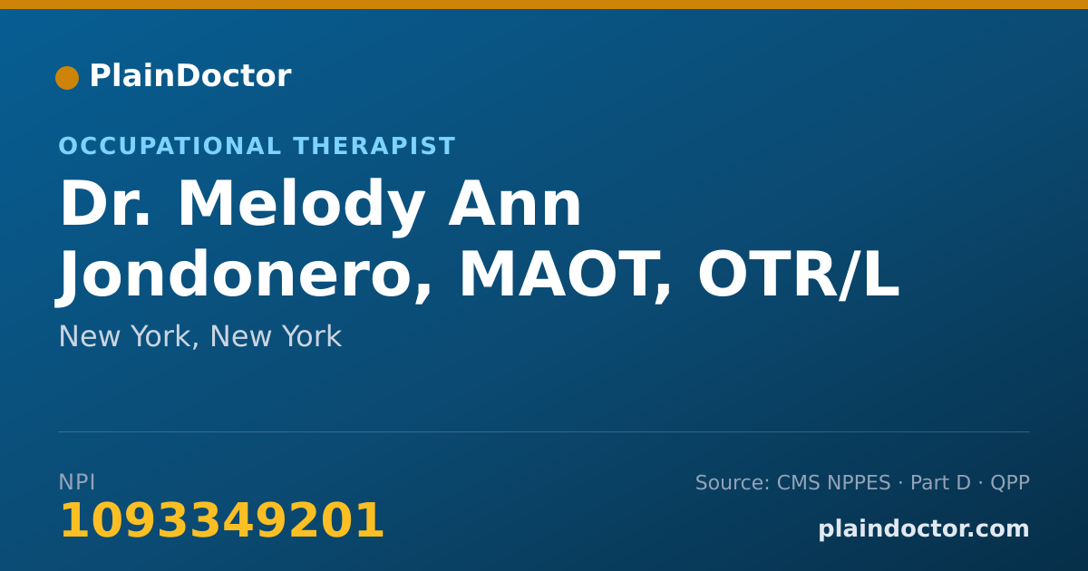 Shareable card for Melody Ann Jondonero, MAOT, OTR/L - Occupational Therapist, New York, NY