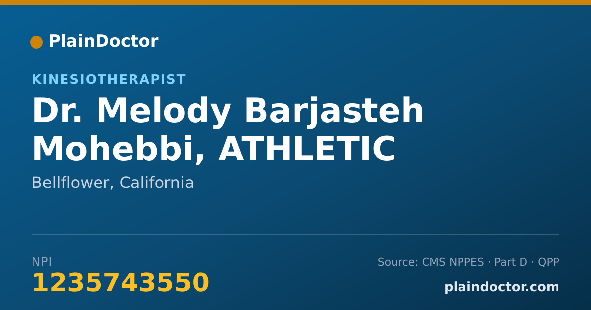 Shareable card for Melody Barjasteh Mohebbi, ATHLETIC TRAINER - Kinesiotherapist, Bellflower, CA