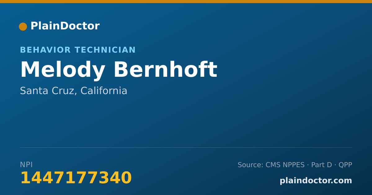 Shareable card for Melody Bernhoft - Behavior Technician, Santa Cruz, CA