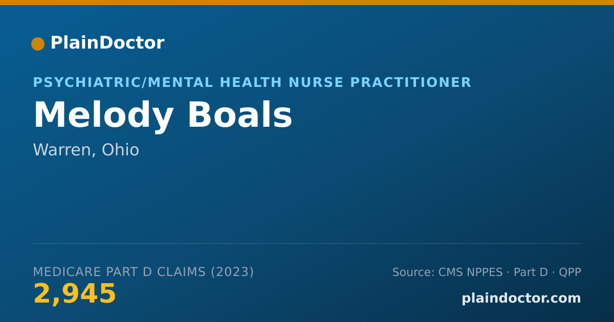 Shareable card for Melody Boals - Psychiatric/Mental Health Nurse Practitioner, Warren, OH
