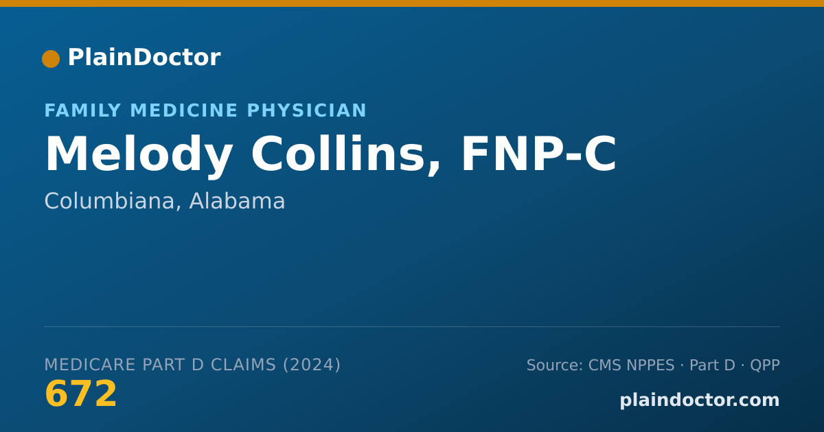 Shareable card for Melody Collins, FNP-C - Family Medicine Physician, Columbiana, AL
