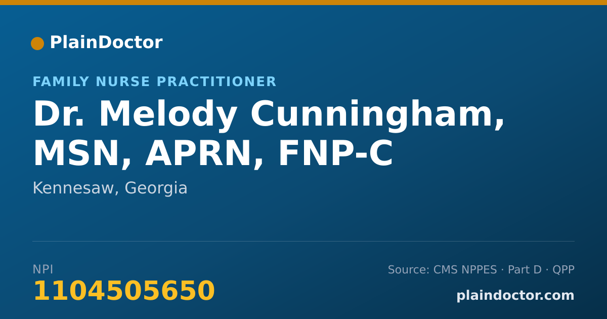 Shareable card for Melody Cunningham, MSN, APRN, FNP-C - Family Nurse Practitioner, Kennesaw, GA
