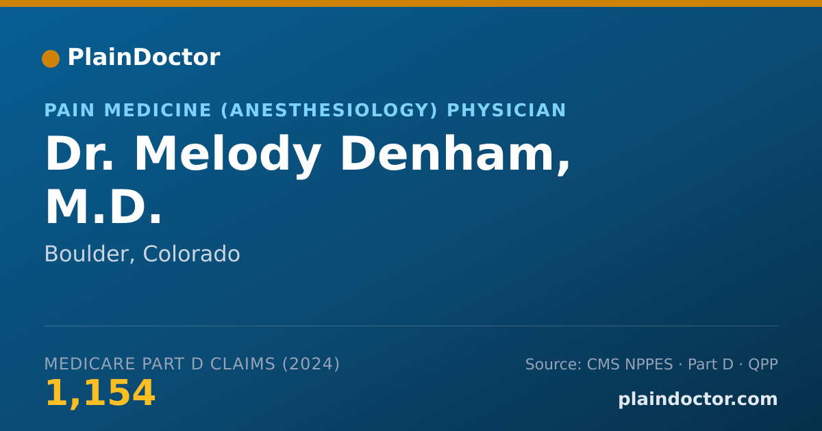 Shareable card for Melody Denham, M.D. - Pain Medicine (Anesthesiology) Physician, Boulder, CO