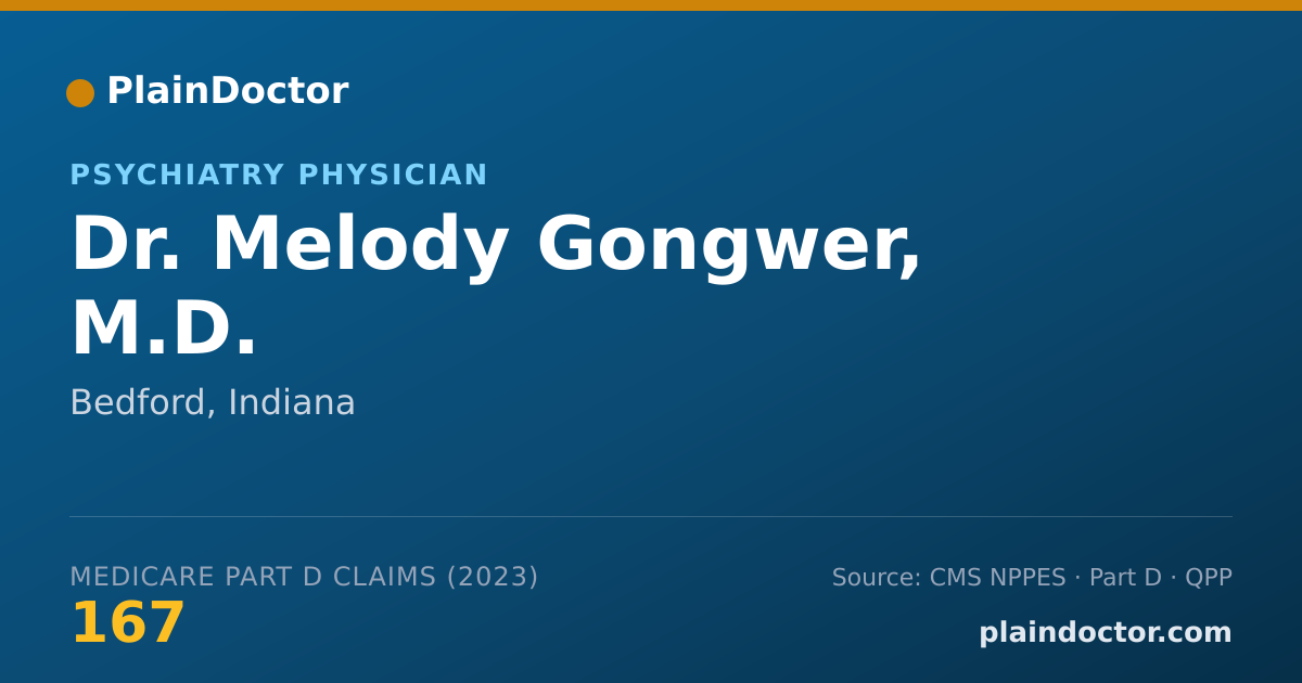 Shareable card for Melody Gongwer, M.D. - Psychiatry Physician, Bedford, IN