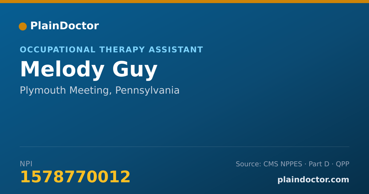 Shareable card for Melody Guy - Occupational Therapy Assistant, Plymouth Meeting, PA