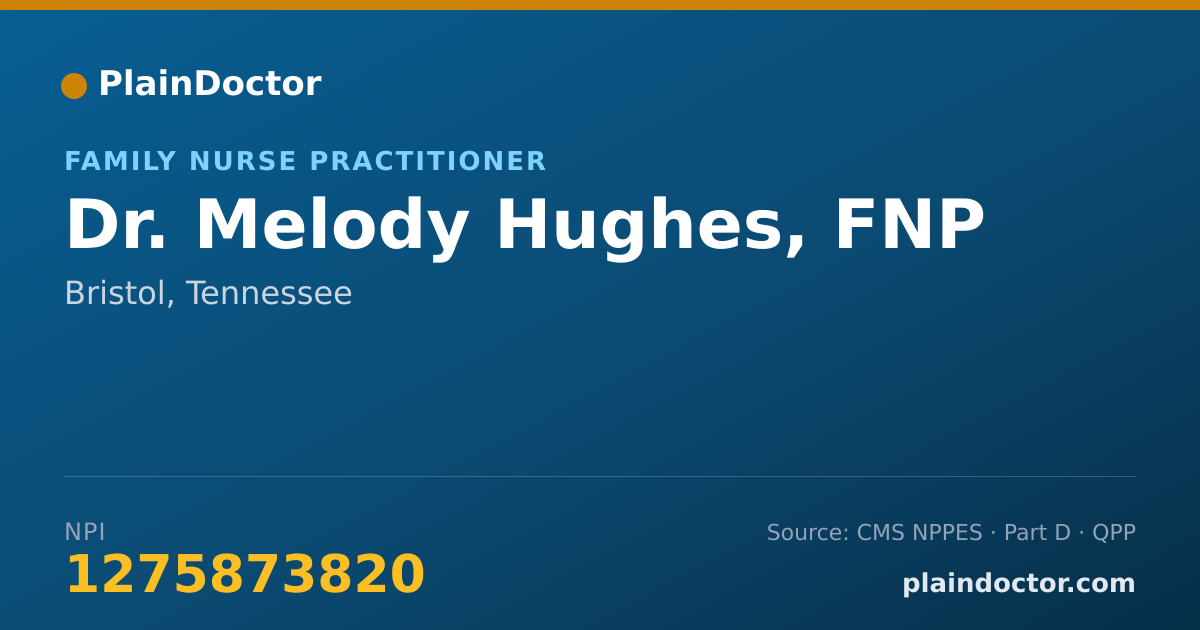 Shareable card for Melody Hughes, FNP - Family Nurse Practitioner, Bristol, TN