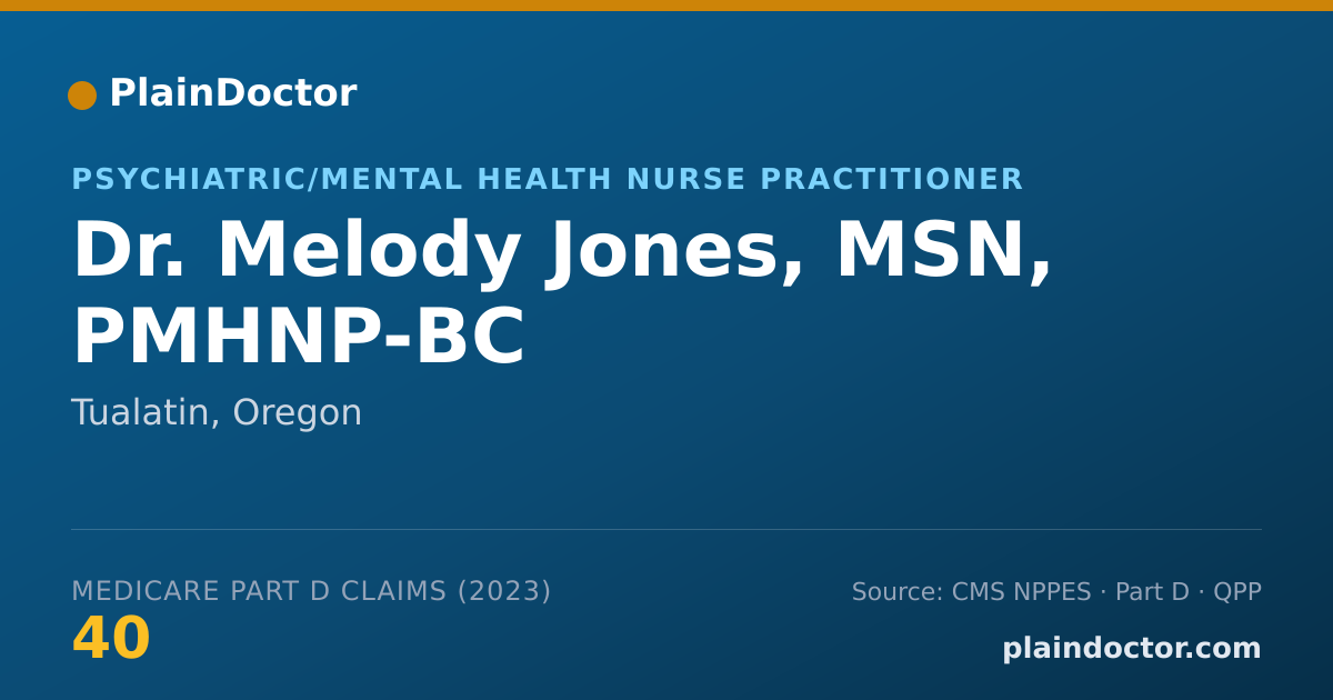 Shareable card for Melody Jones, MSN, PMHNP-BC - Psychiatric/Mental Health Nurse Practitioner, Tualatin, OR