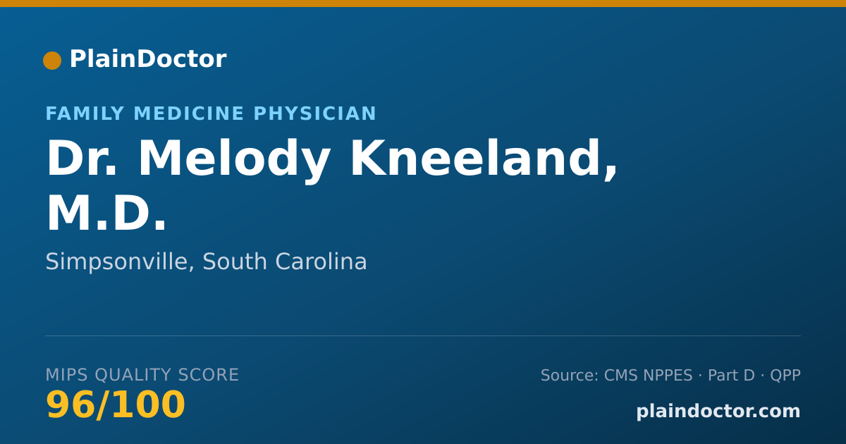 Shareable card for Melody Kneeland, M.D. - Family Medicine Physician, Simpsonville, SC