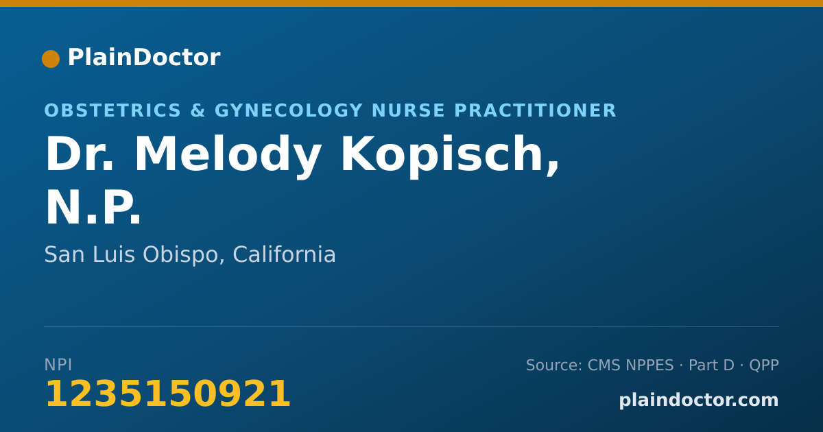 Shareable card for Melody Kopisch, N.P. - Obstetrics & Gynecology Nurse Practitioner, San Luis Obispo, CA