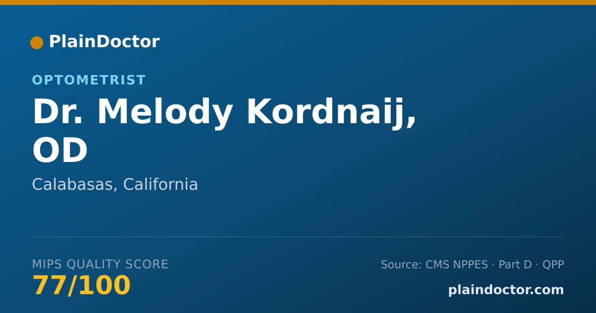 Shareable card for Melody Kordnaij, OD - Optometrist, Calabasas, CA