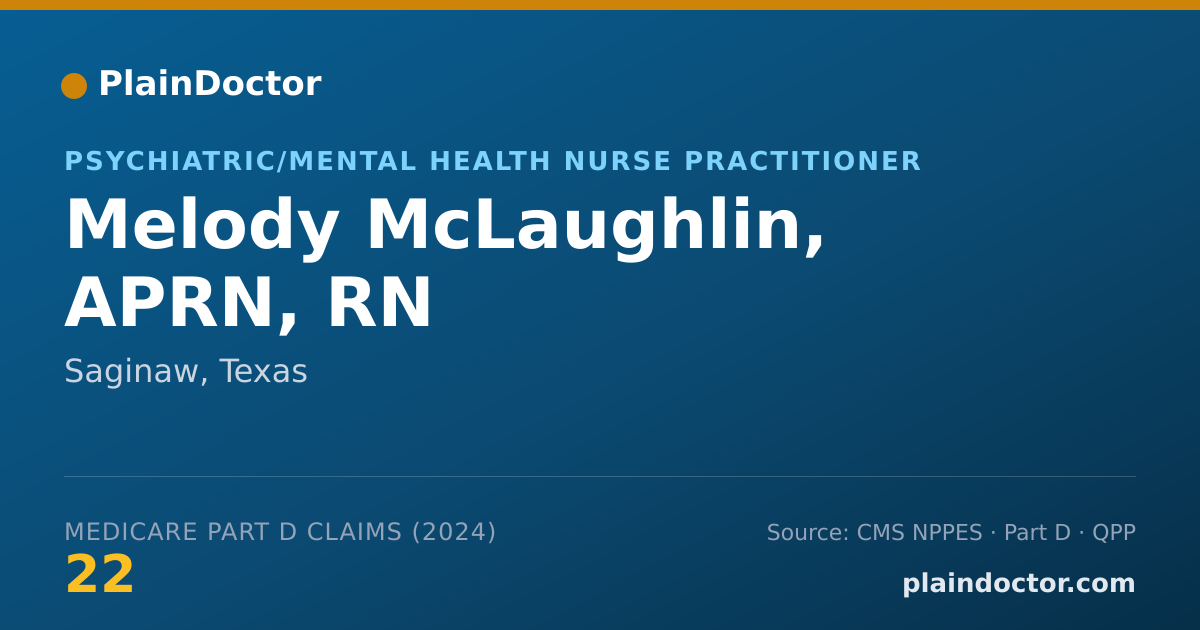 Shareable card for Melody McLaughlin, APRN, RN - Psychiatric/Mental Health Nurse Practitioner, Saginaw, TX