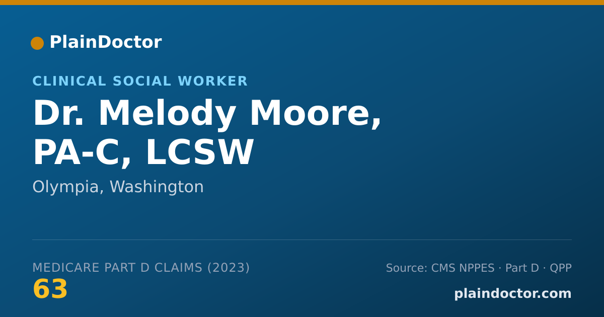 Shareable card for Melody Moore, PA-C, LCSW - Clinical Social Worker, Olympia, WA