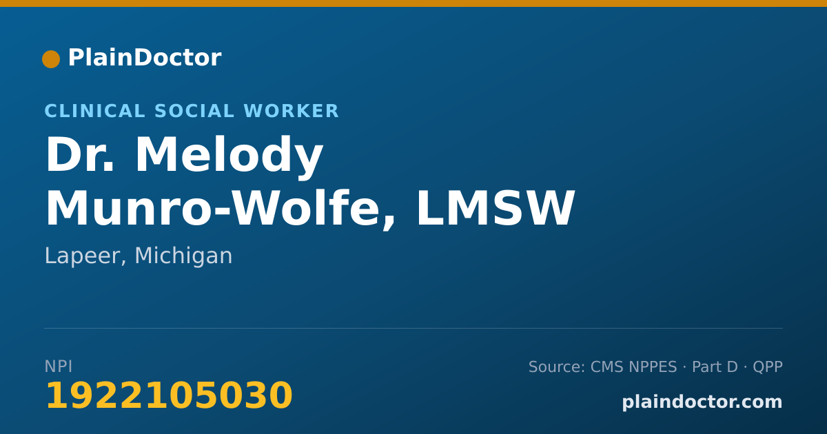 Shareable card for Melody Munro-Wolfe, LMSW - Clinical Social Worker, Lapeer, MI