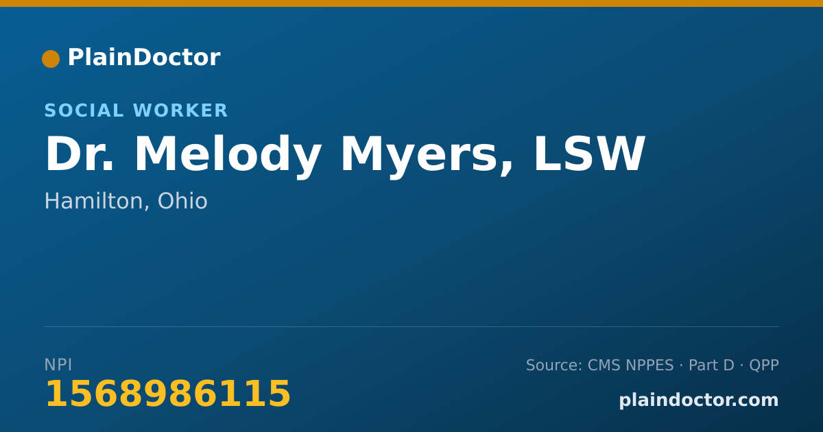 Shareable card for Melody Myers, LSW - Social Worker, Hamilton, OH