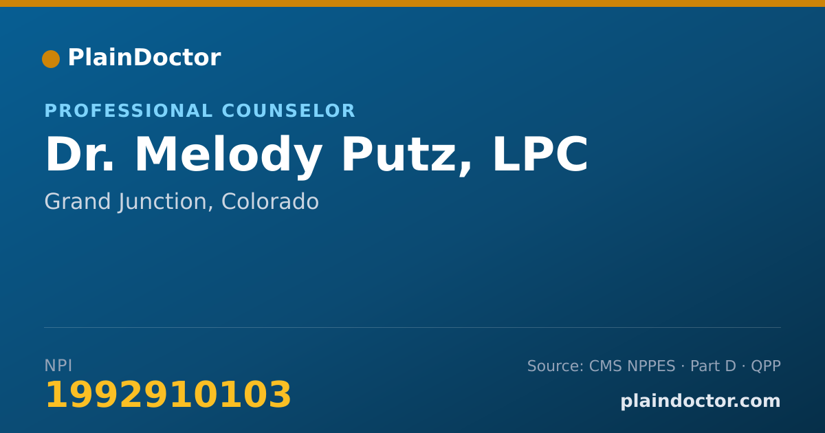 Shareable card for Melody Putz, LPC - Professional Counselor, Grand Junction, CO