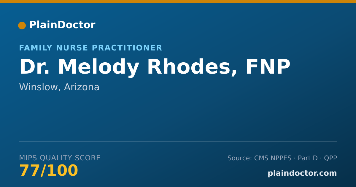 Shareable card for Melody Rhodes, FNP - Family Nurse Practitioner, Winslow, AZ