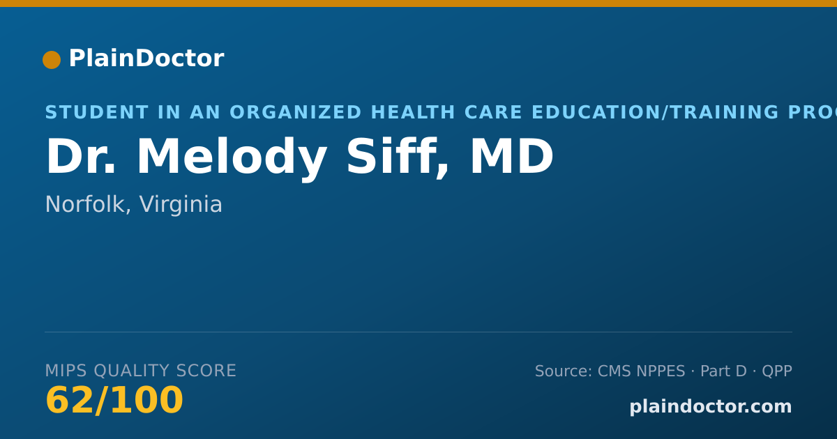 Shareable card for Melody Siff, MD - Student in an Organized Health Care Education/Training Program, Norfolk, VA