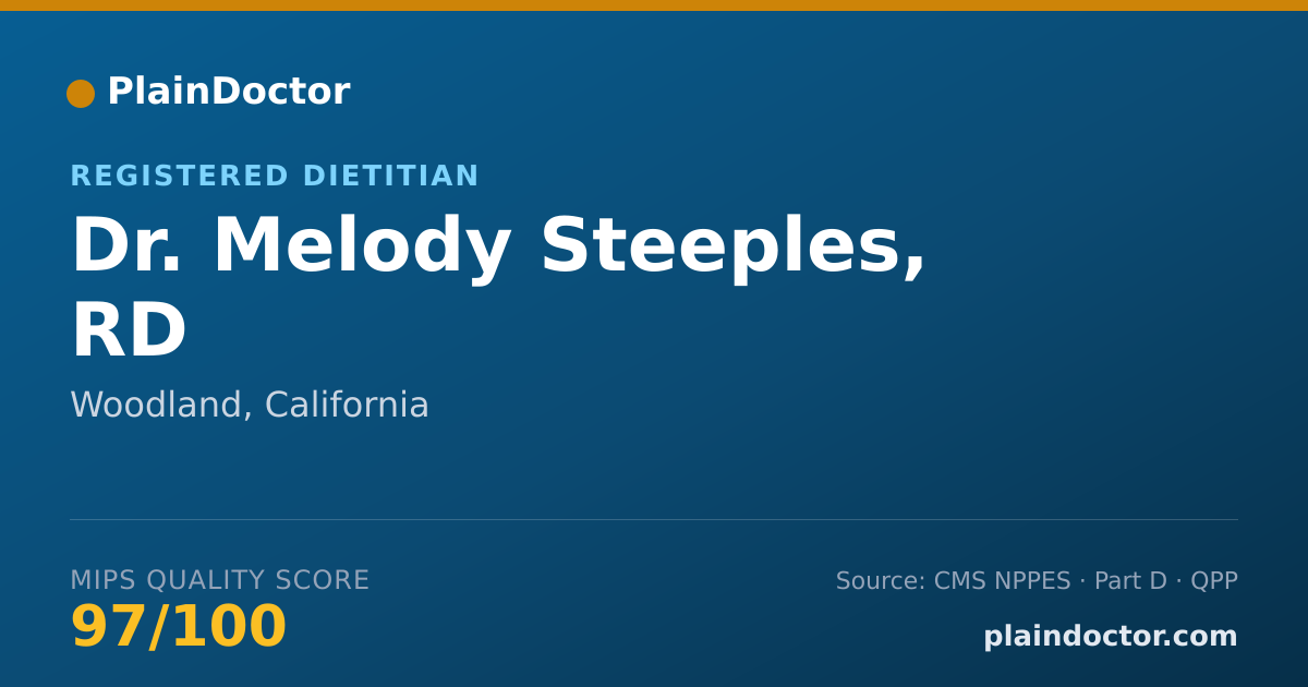 Shareable card for Melody Steeples, RD - Registered Dietitian, Woodland, CA