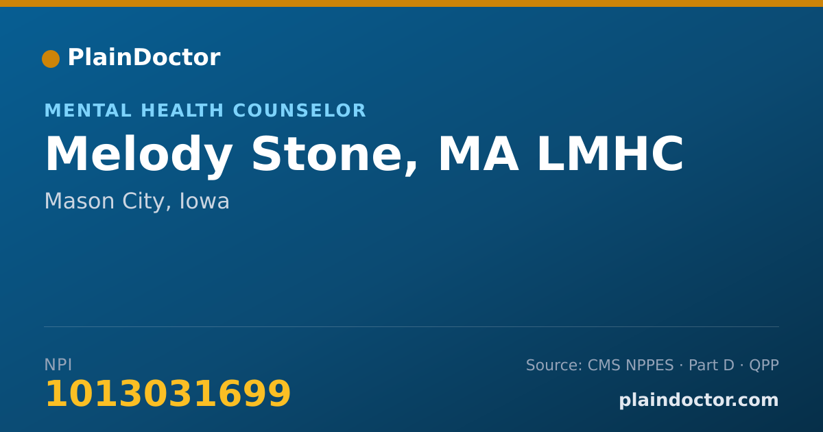 Shareable card for Melody Stone, MA LMHC - Mental Health Counselor, Mason City, IA