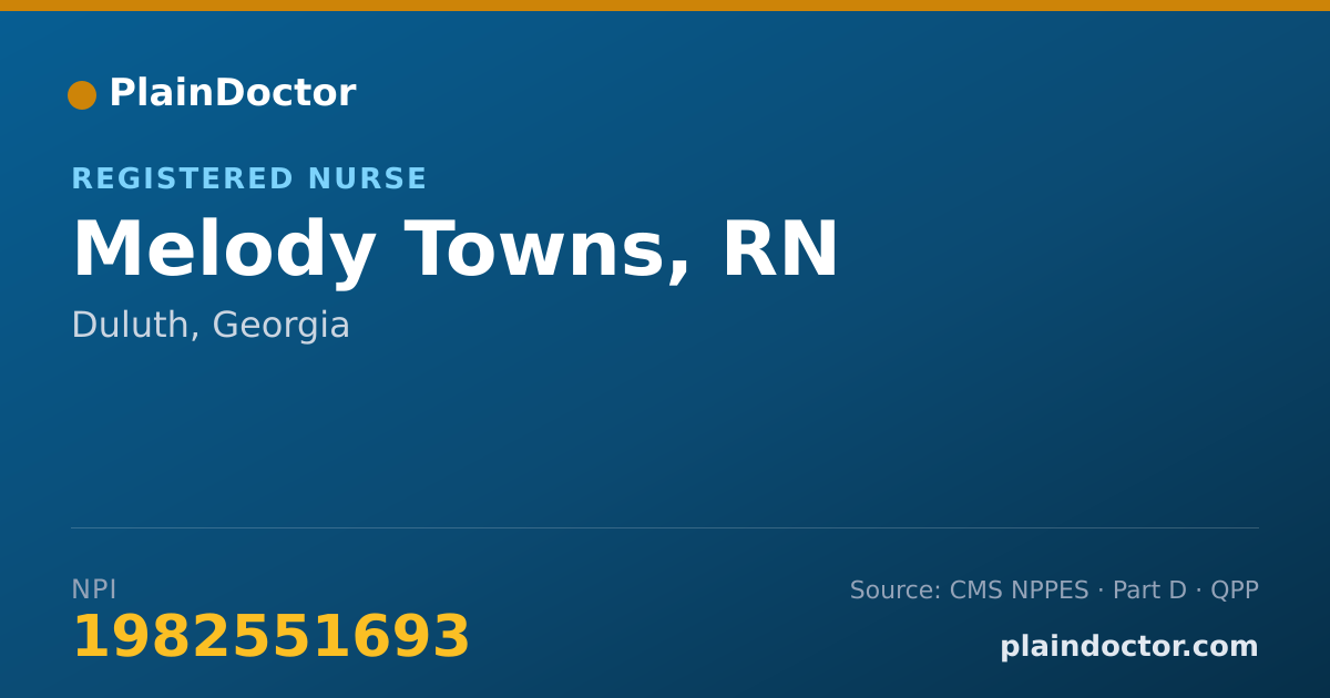 Shareable card for Melody Towns, RN - Registered Nurse, Duluth, GA