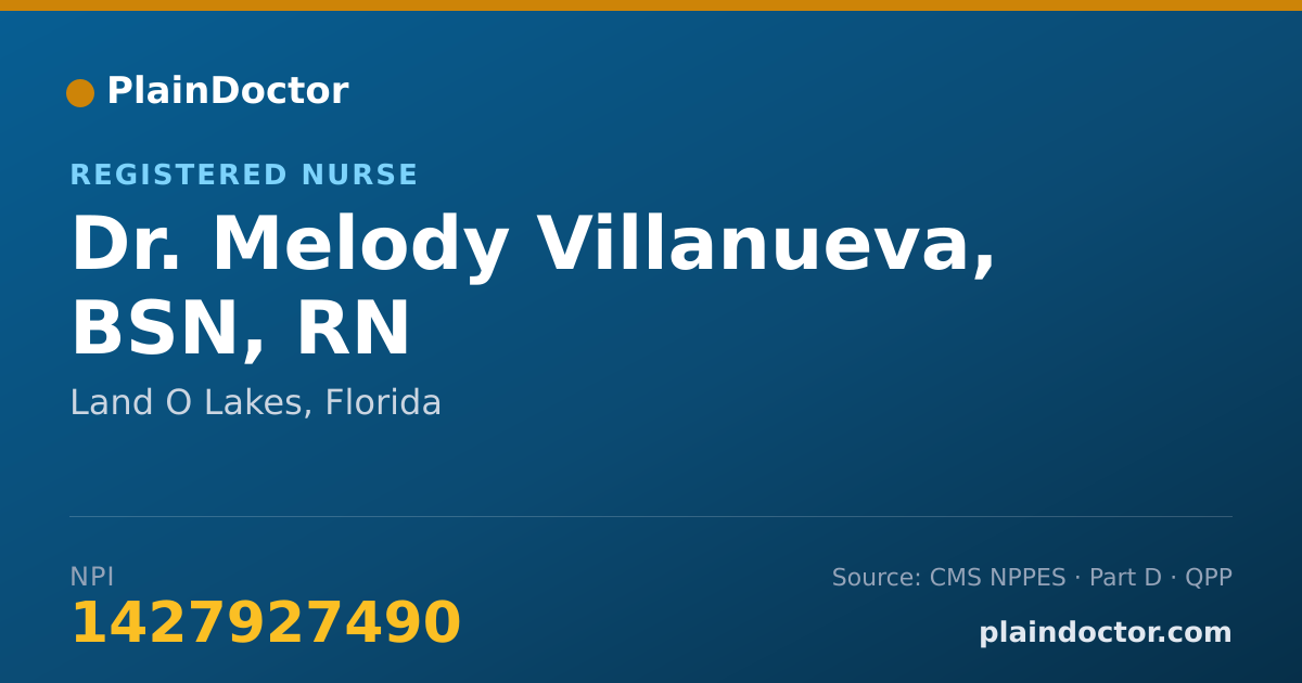 Shareable card for Melody Villanueva, BSN, RN - Registered Nurse, Land O Lakes, FL