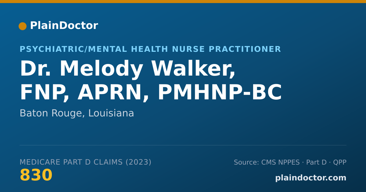 Shareable card for Melody Walker, FNP, APRN, PMHNP-BC - Psychiatric/Mental Health Nurse Practitioner, Baton Rouge, LA