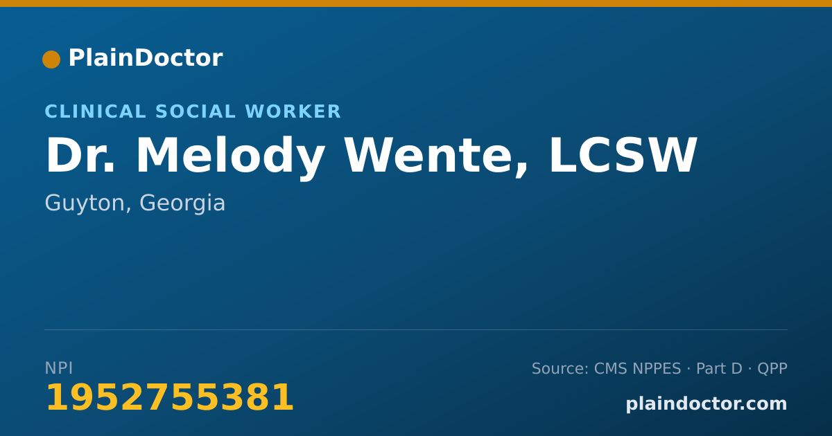 Shareable card for Melody Wente, LCSW - Clinical Social Worker, Guyton, GA